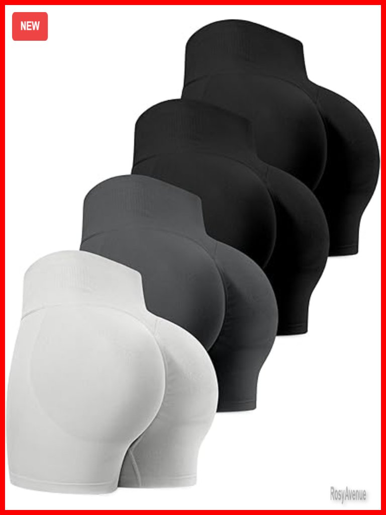 High Waisted Scrunch Bike Shorts Squat Proof Seamless Workout Shorts 4 Pack